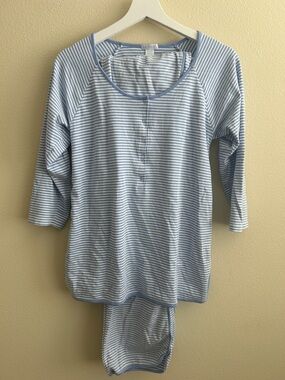 LAKE Hydrangea Blue and White Striped Pajama Set